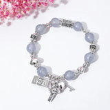 Chalcedony Crystal Bracelet Tibetan Silver Key Bangle