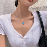 Gradient Butterfly Necklace for Women Girls Silver Butterflies Pendant Choker