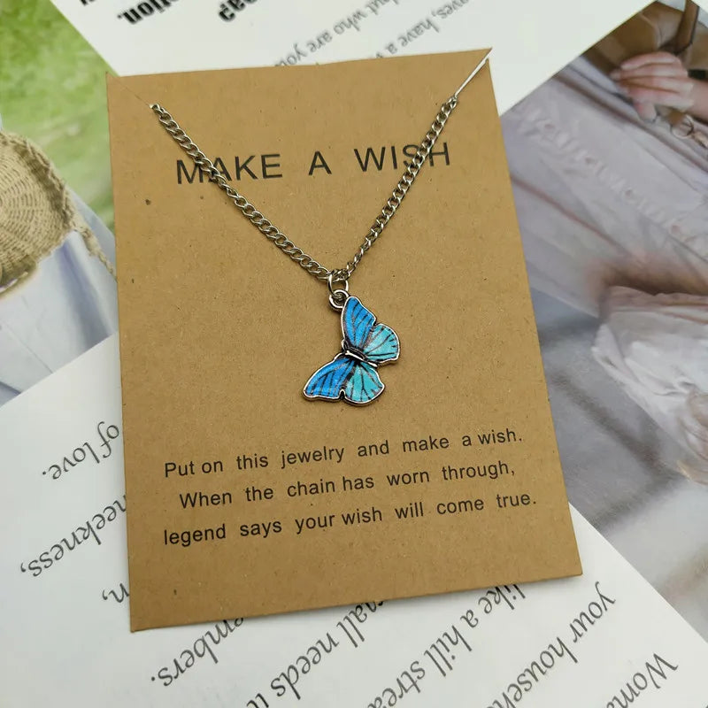 Gradient Butterfly Necklace for Women Girls Silver Butterflies Pendant Choker