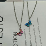 Gradient Butterfly Necklace for Women Girls Silver Butterflies Pendant Choker