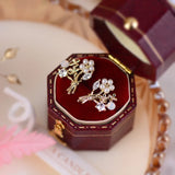 Zircon Flower Clip on Earrings for Women