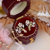 Zircon Flower Clip on Earrings for Women