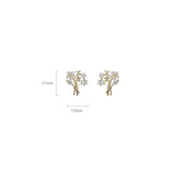 Zircon Flower Clip on Earrings for Women