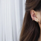 Zircon Flower Clip on Earrings for Women