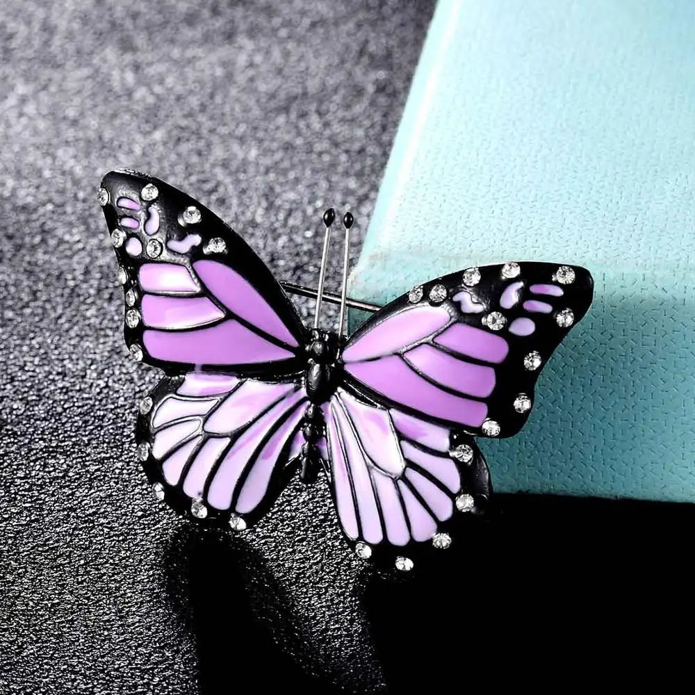 Vintage Brown Enamel Butterfly Brooch for Women Men