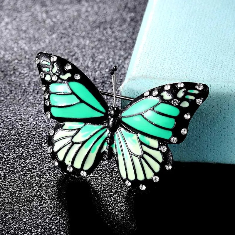 Vintage Brown Enamel Butterfly Brooch for Women Men