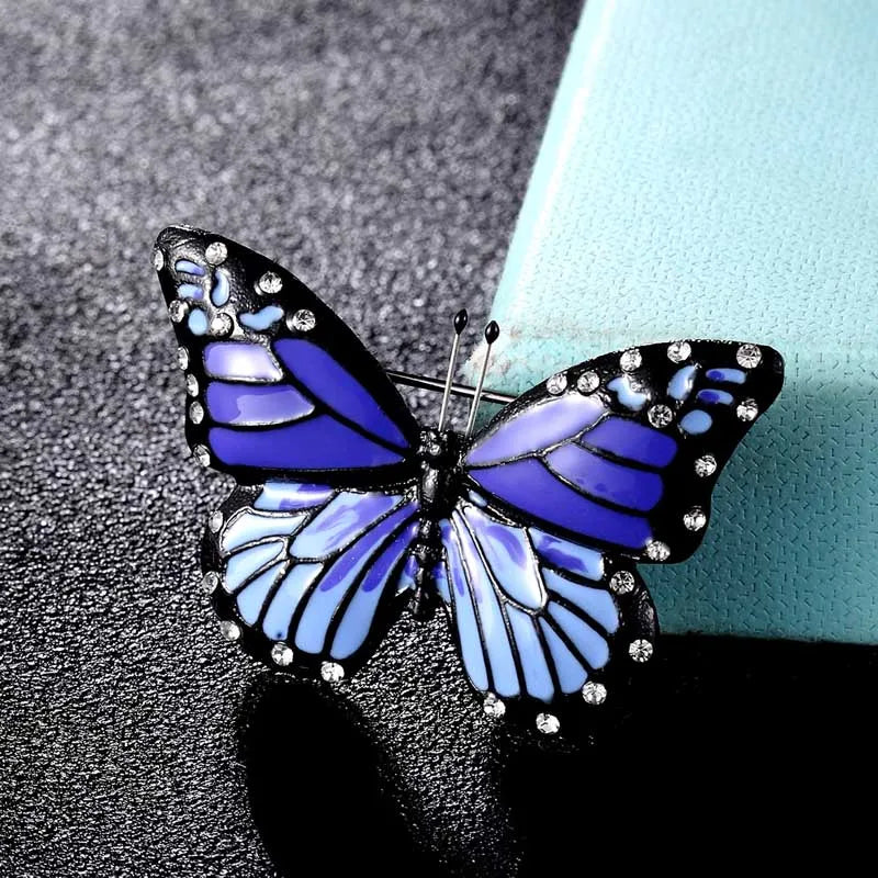 Vintage Brown Enamel Butterfly Brooch for Women Men