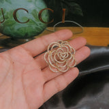 Camellia Crystal Flower Brooch Pin for Women Party Accessory