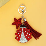 Cashmere Tassel Bear Hot Rhinestone Keychain Bag Pendant