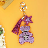 Cashmere Tassel Bear Hot Rhinestone Keychain Bag Pendant