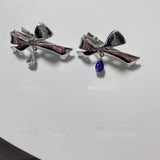 Metal Crystal Water Drop Pendant Bowknot Hairpin Sweet Harajuku Hair Accessory