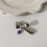 Metal Crystal Water Drop Pendant Bowknot Hairpin Sweet Harajuku Hair Accessory