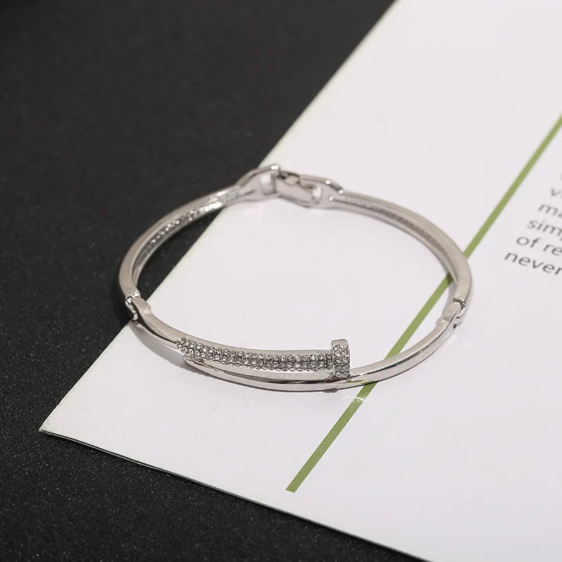 Classic Drill Bangle Titanium Steel Jewelry Woman Bracelets Accessories