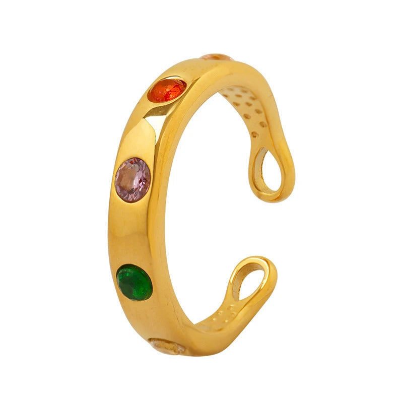 18K Gold-plated Zircon Open Ring for Women