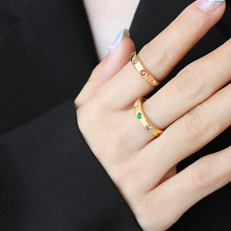 18K Gold-plated Zircon Open Ring for Women
