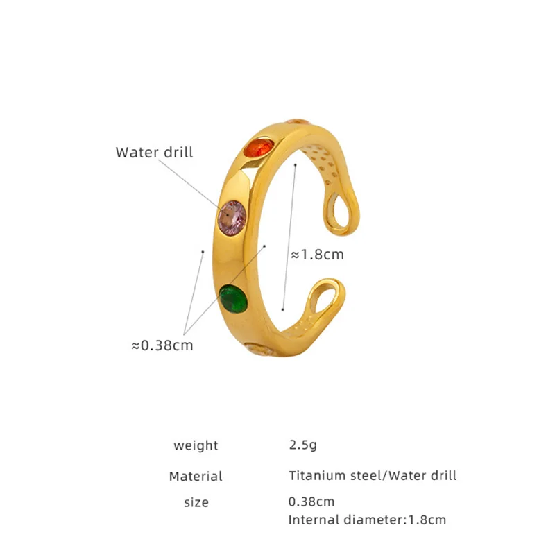 18K Gold-plated Zircon Open Ring for Women