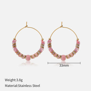 Colorful Acrylic Soft Clay Hoop Earrings Vintage Circle Pearl Earring