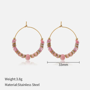 Colorful Acrylic Soft Clay Hoop Earrings Vintage Circle Simulated Pearl Bridal