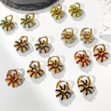 Colorful Crystal Pearl Hoop Earrings For Women Golden Stainless Steel Jewelry