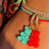 Colorful Bear Zircon Pendant Necklace Bracelet Anklet Jewelry Gift