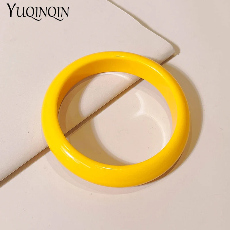 Colorful Thin Cuff Bangles Resin Punk Bangle Bracelet Gothic Round Jewelry