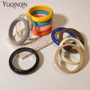 Colorful Thin Cuff Bangles Resin Punk Bangle Bracelet Gothic Round Jewelry