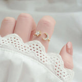 14K Zircon Micro Inlaid Pearl Wing Ring for Women