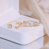 14K Zircon Micro Inlaid Pearl Wing Ring for Women