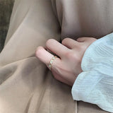 Hollow Geometric Zircon Open Ring for Women Wedding Jewelry