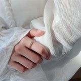 Hollow Geometric Zircon Open Ring for Women Wedding Jewelry