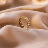 Hollow Geometric Zircon Open Ring for Women Wedding Jewelry