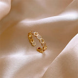Hollow Geometric Zircon Open Ring for Women Wedding Jewelry