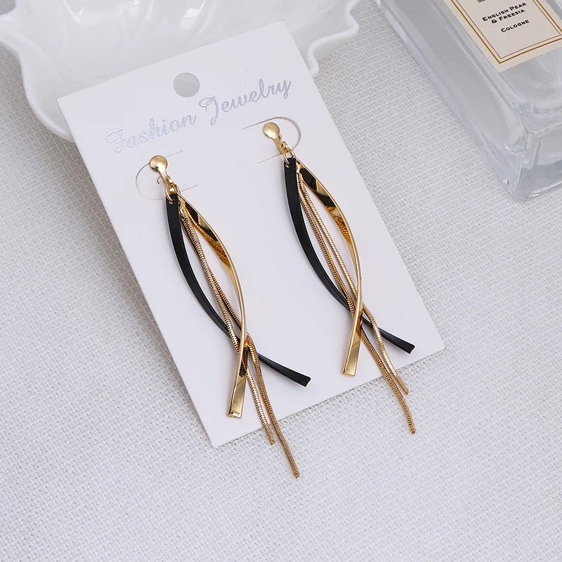 Geometric Tassel Ear Clips for Women Jewelry