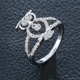 Hollow Owl Zircon Ring 18K Plated Animal Jewelry
