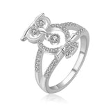 Hollow Owl Zircon Ring 18K Plated Animal Jewelry
