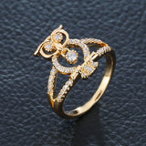Hollow Owl Zircon Ring 18K Plated Animal Jewelry