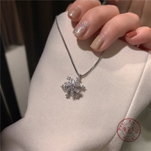 Snowflake Zircon Pendant Necklace 925 Sterling Silver High Jewelry