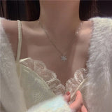 Snowflake Zircon Pendant Necklace 925 Sterling Silver High Jewelry