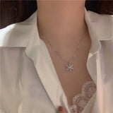 Snowflake Zircon Pendant Necklace 925 Sterling Silver High Jewelry
