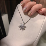 Snowflake Zircon Pendant Necklace 925 Sterling Silver High Jewelry