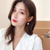 Flower Ball 925 Silver Needle Earrings Zircon Shell Drop Earrings