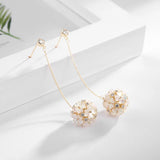 Flower Ball 925 Silver Needle Earrings Zircon Shell Drop Earrings