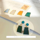 Autumn Winter Leather Square Pendant Earring Material 6 Pieces