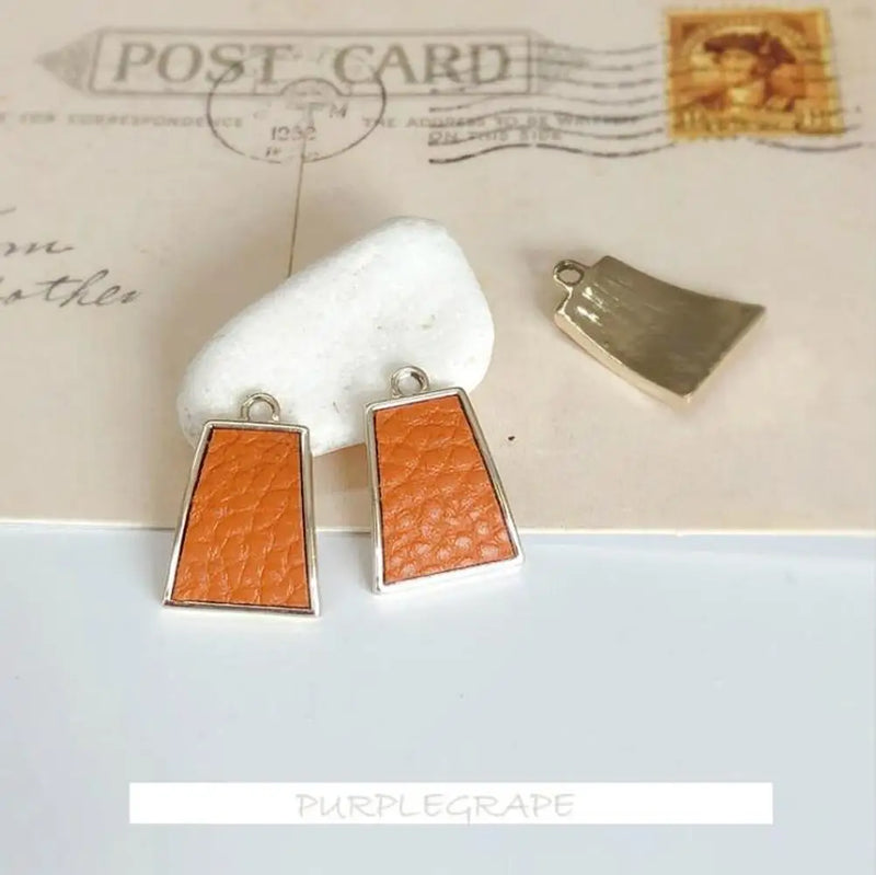 Autumn Winter Leather Square Pendant Earring Material 6 Pieces