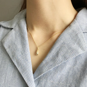 925 Silver Water Drop Clavicle Chain Tear Pendant Necklace