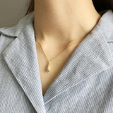 925 Silver Water Drop Clavicle Chain Tear Pendant Necklace