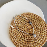 Petals Silver Bracelet with CZ Zircon Ball Bead