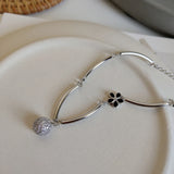 Petals Silver Bracelet with CZ Zircon Ball Bead
