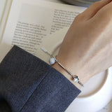 Petals Silver Bracelet with CZ Zircon Ball Bead