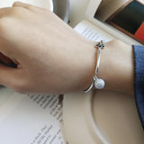 Petals Silver Bracelet with CZ Zircon Ball Bead